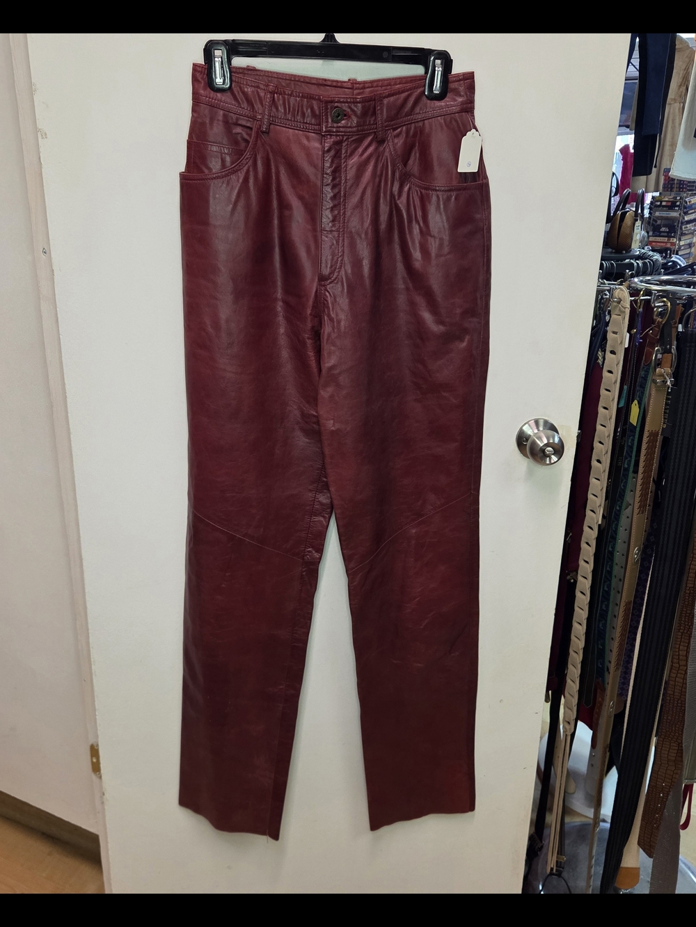 Vintage 90s Danier red burgundy leather high waisted straight leg pants